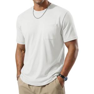 image:imageTACVASEN Mens Pocket TShirt UPF 80 Short Sleeve Soft Crew Neck Lightweight Tee Summer Casual Basic Plain Tshirts01 White