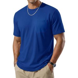image:imageTACVASEN Mens Pocket TShirt UPF 80 Short Sleeve Soft Crew Neck Lightweight Tee Summer Casual Basic Plain Tshirts05 Royal Blue