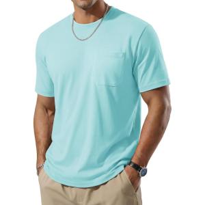 image:imageTACVASEN Mens Pocket TShirt UPF 80 Short Sleeve Soft Crew Neck Lightweight Tee Summer Casual Basic Plain Tshirts06 Blue