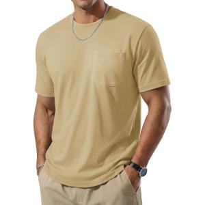 image:imageTACVASEN Mens Pocket TShirt UPF 80 Short Sleeve Soft Crew Neck Lightweight Tee Summer Casual Basic Plain Tshirts07 Khaki