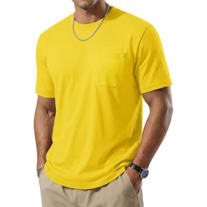 image:imageTACVASEN Mens Pocket TShirt UPF 80 Short Sleeve Soft Crew Neck Lightweight Tee Summer Casual Basic Plain Tshirts08 Yellow