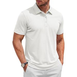 image:imageTACVASEN Mens Polo Shirts Short Sleeve 3 Buttons Cotton Pique Casual Classic Fit TShirt Performance Golf ShirtsWhite