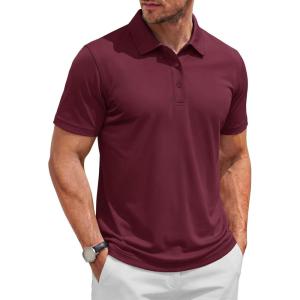 image:imageTACVASEN Mens Polo Shirts Short Sleeve 3 Buttons Cotton Pique Casual Classic Fit TShirt Performance Golf ShirtsWinered