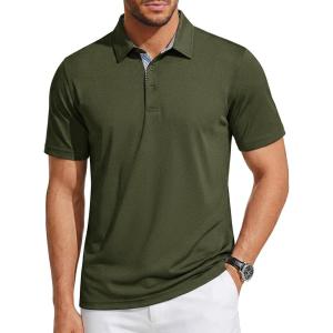 image:imageTACVASEN Mens Polo Shirts Short Sleeve Cotton Pique TShirt 3 Buttons Golf Shirts Classic Fit Casual TShirtArmy Green