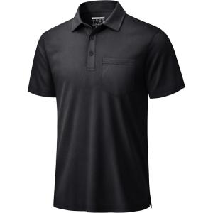 image:imageTACVASEN Mens Polo Shirts with Pocket Golf Polos Dry Fit Performance Short Sleeve Collared Shirt Casual Athletic Work01black