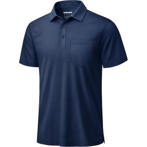 image:imageTACVASEN Mens Polo Shirts with Pocket Golf Polos Dry Fit Performance Short Sleeve Collared Shirt Casual Athletic Work02navy