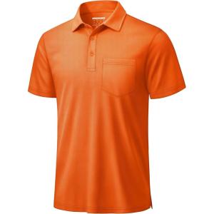 image:imageTACVASEN Mens Polo Shirts with Pocket Golf Polos Dry Fit Performance Short Sleeve Collared Shirt Casual Athletic Work03orange