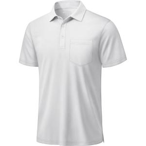 image:imageTACVASEN Mens Polo Shirts with Pocket Golf Polos Dry Fit Performance Short Sleeve Collared Shirt Casual Athletic Work04white