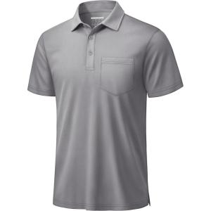 image:imageTACVASEN Mens Polo Shirts with Pocket Golf Polos Dry Fit Performance Short Sleeve Collared Shirt Casual Athletic Work06light Gray