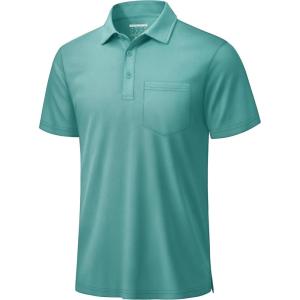 image:imageTACVASEN Mens Polo Shirts with Pocket Golf Polos Dry Fit Performance Short Sleeve Collared Shirt Casual Athletic Work08gray Green