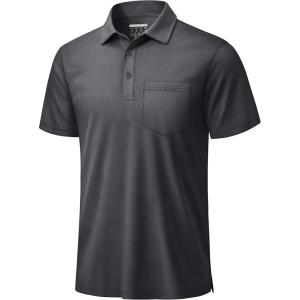 image:imageTACVASEN Mens Polo Shirts with Pocket Golf Polos Dry Fit Performance Short Sleeve Collared Shirt Casual Athletic Work10dark Gray