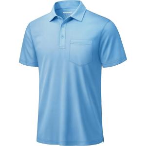 image:imageTACVASEN Mens Polo Shirts with Pocket Golf Polos Dry Fit Performance Short Sleeve Collared Shirt Casual Athletic Work12sky Blue
