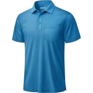 image:imageTACVASEN Mens Polo Shirts with Pocket Golf Polos Dry Fit Performance Short Sleeve Collared Shirt Casual Athletic Work13blue Green