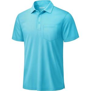 image:imageTACVASEN Mens Polo Shirts with Pocket Golf Polos Dry Fit Performance Short Sleeve Collared Shirt Casual Athletic Work15ice Blue