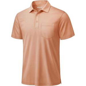 image:imageTACVASEN Mens Polo Shirts with Pocket Golf Polos Dry Fit Performance Short Sleeve Collared Shirt Casual Athletic Work18apricot