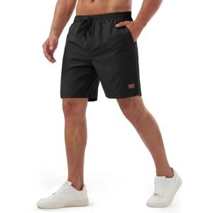 image:imageTACVASEN Mens Shorts 7 Inch Casual Twill Drawstring Summer WaterRepellent Beach Shorts with Zipper PocketBlack