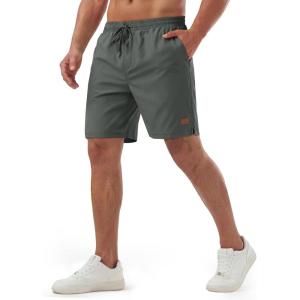 image:imageTACVASEN Mens Shorts 7 Inch Casual Twill Drawstring Summer WaterRepellent Beach Shorts with Zipper PocketDark Grey