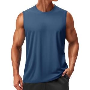 image:imageTACVASEN Mens Sleeveless Shirts Quick Dry Tank Tops for Men Sun Protection UPF 50 Athletic Gym Workout Muscle Shirts03 Blue Gray