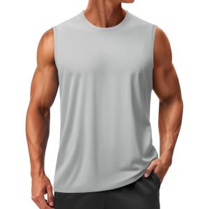 image:imageTACVASEN Mens Sleeveless Shirts Quick Dry Tank Tops for Men Sun Protection UPF 50 Athletic Gym Workout Muscle Shirts05 Light Gray