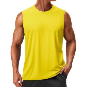 image:imageTACVASEN Mens Sleeveless Shirts Quick Dry Tank Tops for Men Sun Protection UPF 50 Athletic Gym Workout Muscle Shirts08 Yellow