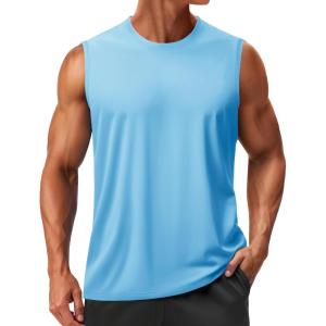 image:imageTACVASEN Mens Sleeveless Shirts Quick Dry Tank Tops for Men Sun Protection UPF 50 Athletic Gym Workout Muscle Shirts09 Waterfall Blue