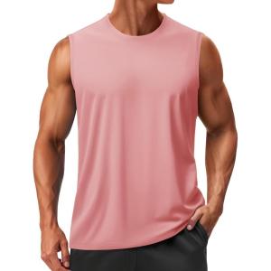 image:imageTACVASEN Mens Sleeveless Shirts Quick Dry Tank Tops for Men Sun Protection UPF 50 Athletic Gym Workout Muscle Shirts10 Pink