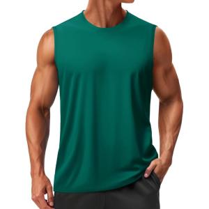 image:imageTACVASEN Mens Sleeveless Shirts Quick Dry Tank Tops for Men Sun Protection UPF 50 Athletic Gym Workout Muscle Shirts15 Emerald Green