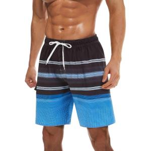 image:imageTACVASEN Mens Summer Swim Trunks Quick Dry Surf Boardshorts Bathing Suit Shorts with Mesh Lining4 Bk Lake Blue