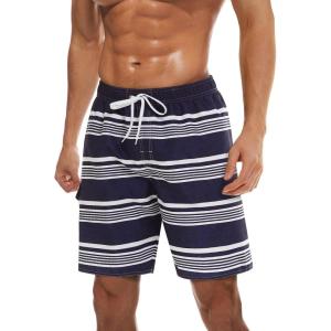 image:imageTACVASEN Mens Summer Swim Trunks Quick Dry Surf Boardshorts Bathing Suit Shorts with Mesh Lining4 Blue White