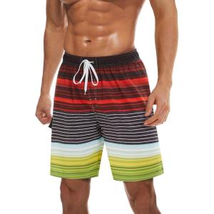 image:imageTACVASEN Mens Summer Swim Trunks Quick Dry Surf Boardshorts Bathing Suit Shorts with Mesh Lining4 Orange Yellow Black