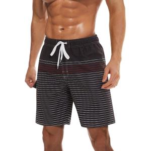 image:imageTACVASEN Mens Summer Swim Trunks Quick Dry Surf Boardshorts Bathing Suit Shorts with Mesh Lining4 White Red