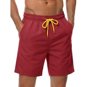 image:imageTACVASEN Mens Swim Trunks 9 Inch Quick Dry Water Resistant Mesh Lining Bathing Suit Swimming Board Shorts with PocketsCrimson