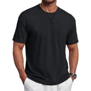 image:imageTACVASEN Mens TShirts Premium Cotton Short Sleeve Crew Neck T Shirts Casual Soft Loose Fit Tee Shirts01 Black