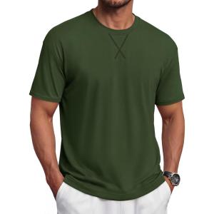 image:imageTACVASEN Mens TShirts Premium Cotton Short Sleeve Crew Neck T Shirts Casual Soft Loose Fit Tee Shirts05 Army Green