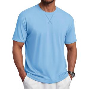image:imageTACVASEN Mens TShirts Premium Cotton Short Sleeve Crew Neck T Shirts Casual Soft Loose Fit Tee Shirts06 Sky Blue
