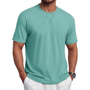 image:imageTACVASEN Mens TShirts Premium Cotton Short Sleeve Crew Neck T Shirts Casual Soft Loose Fit Tee Shirts10 Greyish Green