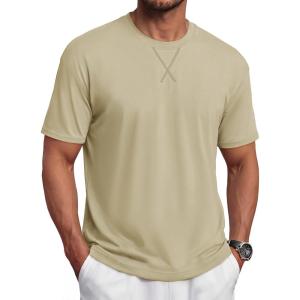 image:imageTACVASEN Mens TShirts Premium Cotton Short Sleeve Crew Neck T Shirts Casual Soft Loose Fit Tee Shirts11 Khaki
