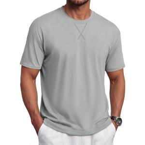 image:imageTACVASEN Mens TShirts Premium Cotton Short Sleeve Crew Neck T Shirts Casual Soft Loose Fit Tee Shirts12 Light Grey