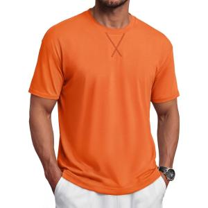 image:imageTACVASEN Mens TShirts Premium Cotton Short Sleeve Crew Neck T Shirts Casual Soft Loose Fit Tee Shirts13 Orange