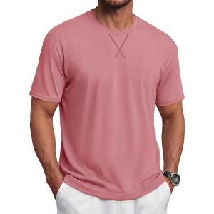 image:imageTACVASEN Mens TShirts Premium Cotton Short Sleeve Crew Neck T Shirts Casual Soft Loose Fit Tee Shirts14 Gray Pink