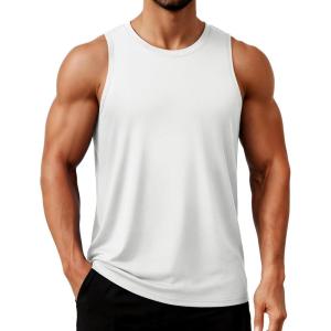 image:imageTACVASEN Mens Tank Tops Dry Fit UPF 50 Sleeveless Shirts Workout Muscle Shirts Gym Tank Running Athletic Bodybuilding02 White