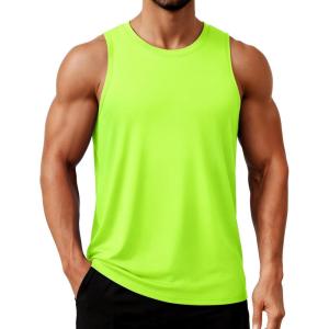 image:imageTACVASEN Mens Tank Tops Dry Fit UPF 50 Sleeveless Shirts Workout Muscle Shirts Gym Tank Running Athletic Bodybuilding06 Bright Green