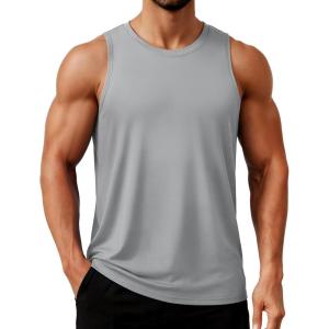 image:imageTACVASEN Mens Tank Tops Dry Fit UPF 50 Sleeveless Shirts Workout Muscle Shirts Gym Tank Running Athletic Bodybuilding07 Light Grey