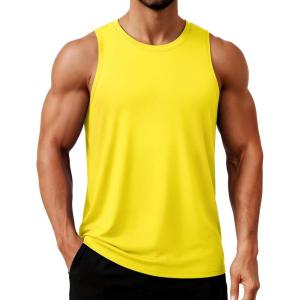 image:imageTACVASEN Mens Tank Tops Dry Fit UPF 50 Sleeveless Shirts Workout Muscle Shirts Gym Tank Running Athletic Bodybuilding09 Yellow