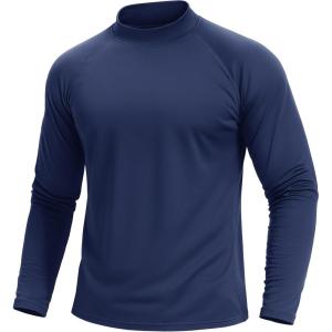 image:imageTACVASEN Mens Thermal Fleece Shirt Mock Turtle Neck Base Layer Long Sleeve Athletic Warm Undershirt Winter Running Tops03 Navy