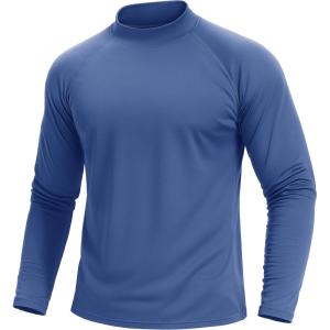 image:imageTACVASEN Mens Thermal Fleece Shirt Mock Turtle Neck Base Layer Long Sleeve Athletic Warm Undershirt Winter Running Tops04 Blue Grey