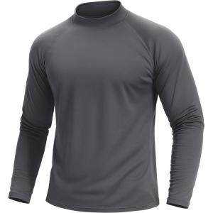 image:imageTACVASEN Mens Thermal Fleece Shirt Mock Turtle Neck Base Layer Long Sleeve Athletic Warm Undershirt Winter Running Tops05 Dark Grey
