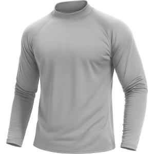 image:imageTACVASEN Mens Thermal Fleece Shirt Mock Turtle Neck Base Layer Long Sleeve Athletic Warm Undershirt Winter Running Tops06 Light Grey