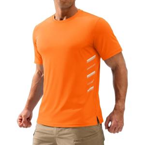 image:imageTACVASEN Mens Workout Athletic Short Sleeve Shirts Dry Fit Running Rash Guard UPF 50 Breathable Gym TShirts05florange