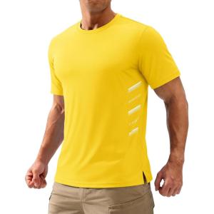 image:imageTACVASEN Mens Workout Athletic Short Sleeve Shirts Dry Fit Running Rash Guard UPF 50 Breathable Gym TShirts07yellow